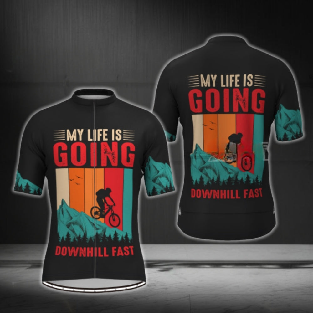 My Life Is Going Downhill Fast Cycling Short Sleeve Jersey Mens, Funny Cycling Jerseys CG0371