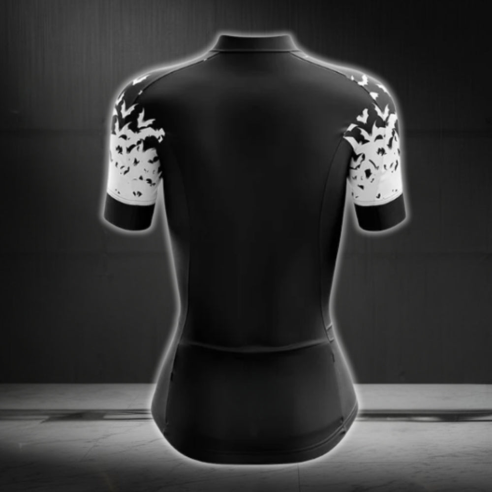 Black And White Skeleton Hand Cycling Short Sleeve Jerseys For Women, Skeleton Cycling Jerseys For Ladies CG0223
