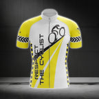 Respect The Cyclist Short Sleeve Men's Cycling Jersey, Yellow And White Cycling Jerseys CG0621