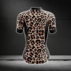 Leopard Short Sleeve Cycling Jersey For Women, Leopard Animal Printed Cycling Jersey For Ladies CG0734