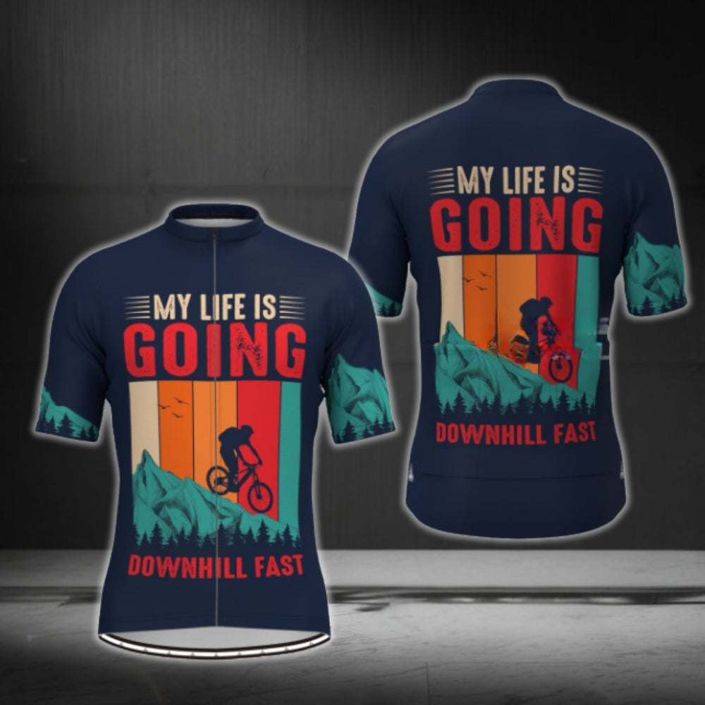 My Life Is Going Downhill Fast Cycling Short Sleeve Jersey Mens, Funny Cycling Jerseys CG0371
