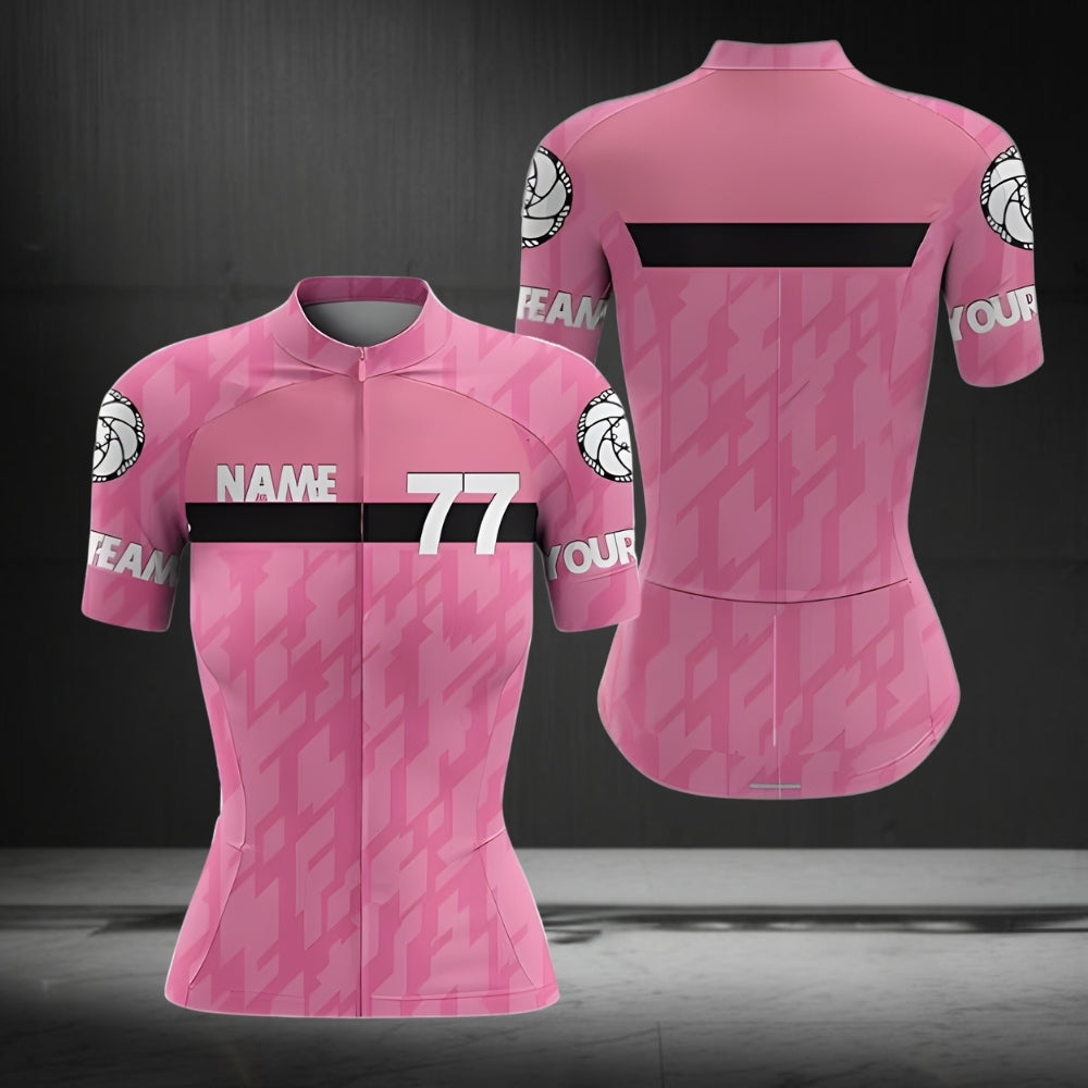 Custom Pink Women's Cycling Short Sleeve Jersey, Custom Team Cycling Jersey For Womens CZ0114