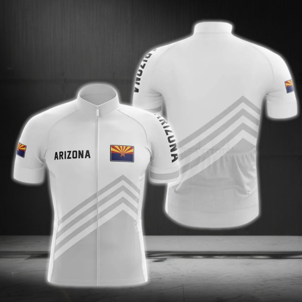 Arizona Flag Men's White Cycling Short Sleeve Jersey, Arizona State Cycling Jerseys CG0132