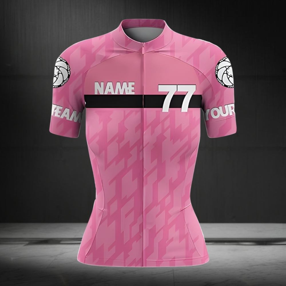 Custom Pink Women's Cycling Short Sleeve Jersey, Custom Team Cycling Jersey For Womens CZ0114