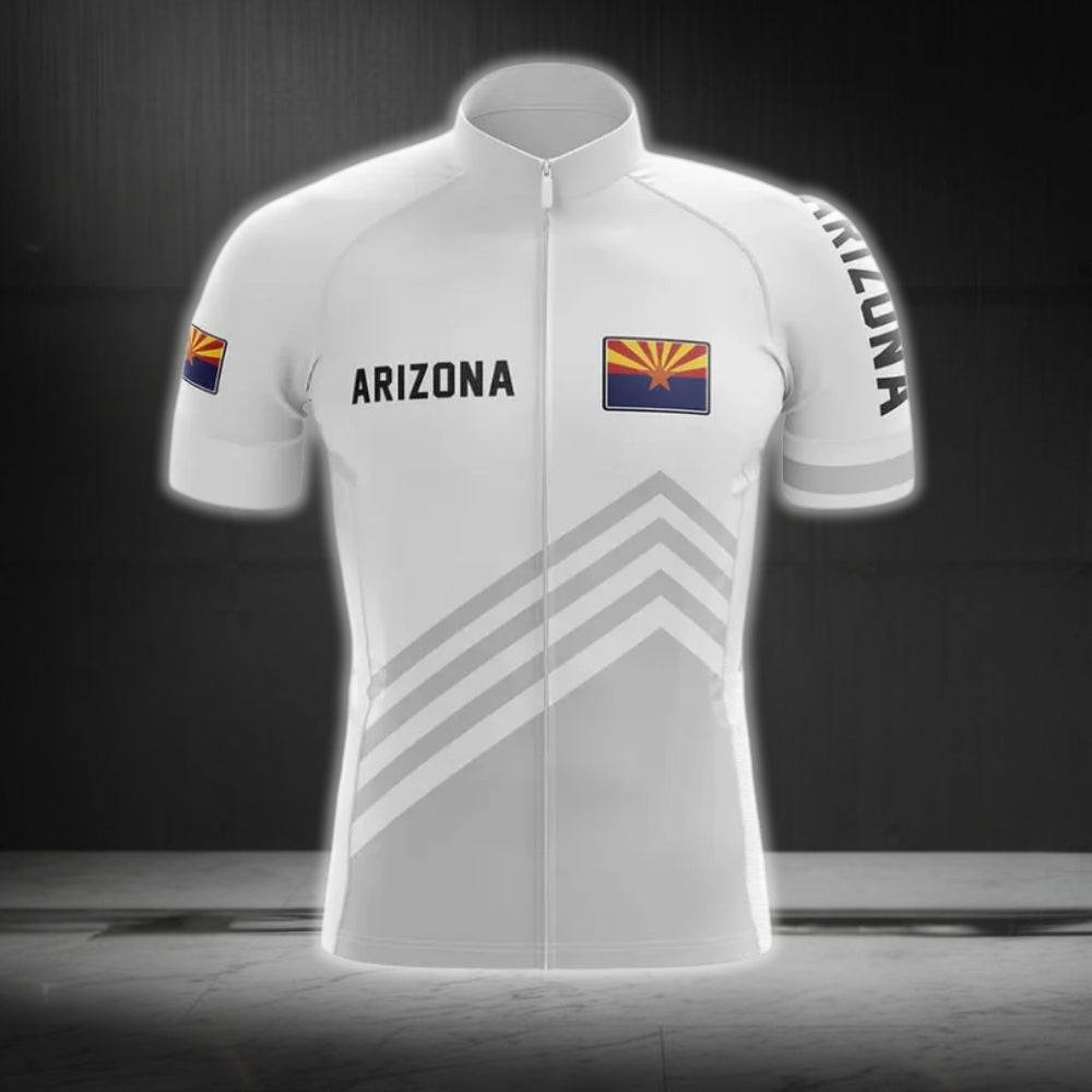 Arizona Flag Men's White Cycling Short Sleeve Jersey, Arizona State Cycling Jerseys CG0132