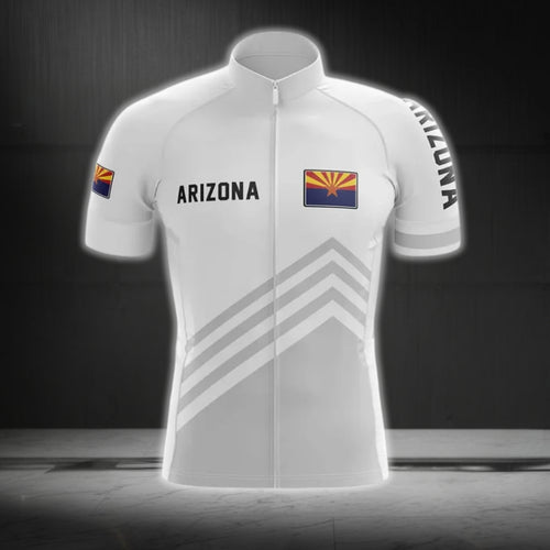 Arizona Flag Men's White Cycling Short Sleeve Jersey, Arizona State Cycling Jerseys CG0132