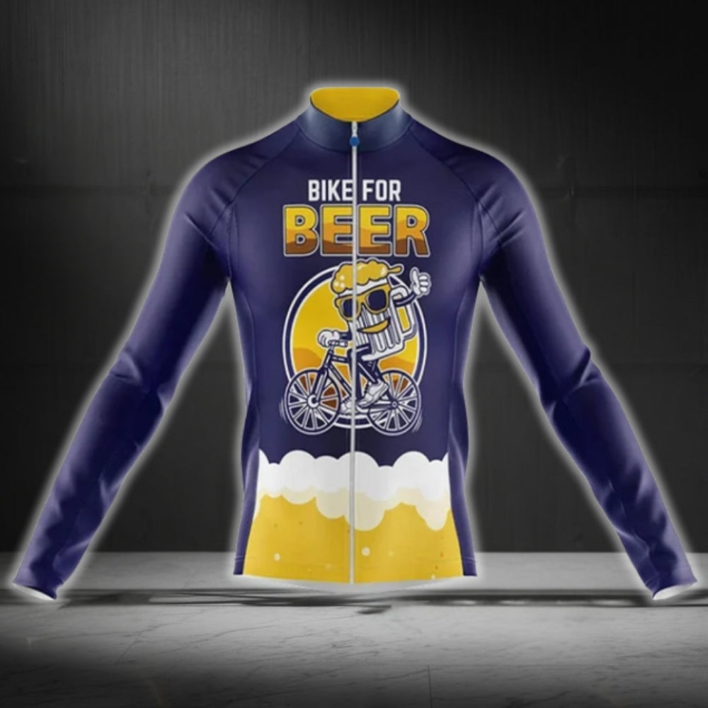 Blike For Beer Cycling Long Sleeve Jersey For Mens, Beer Lover Cycling Jerseys CG0064