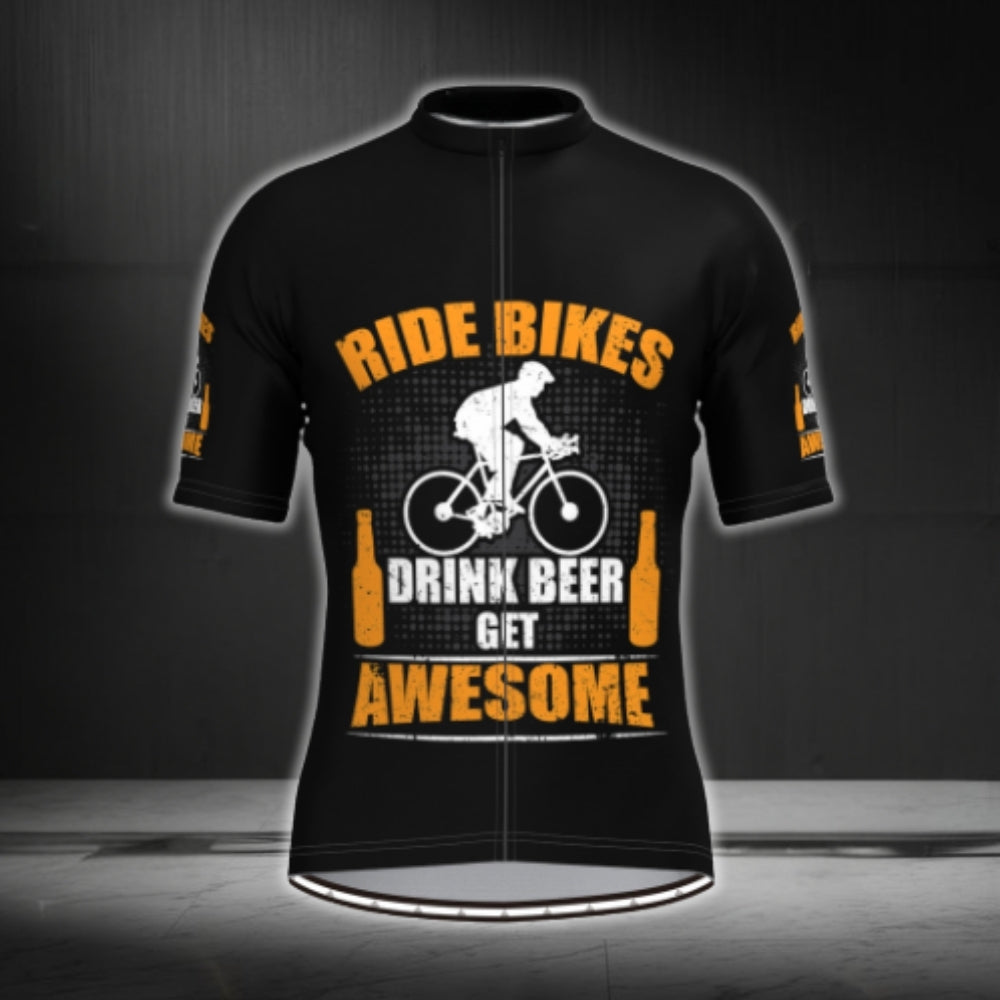 Ride Bikes Drink Beer Get Awesome Men's Short Sleeve Cycling Jerseys, Beer Cycling Jerseys CG0372