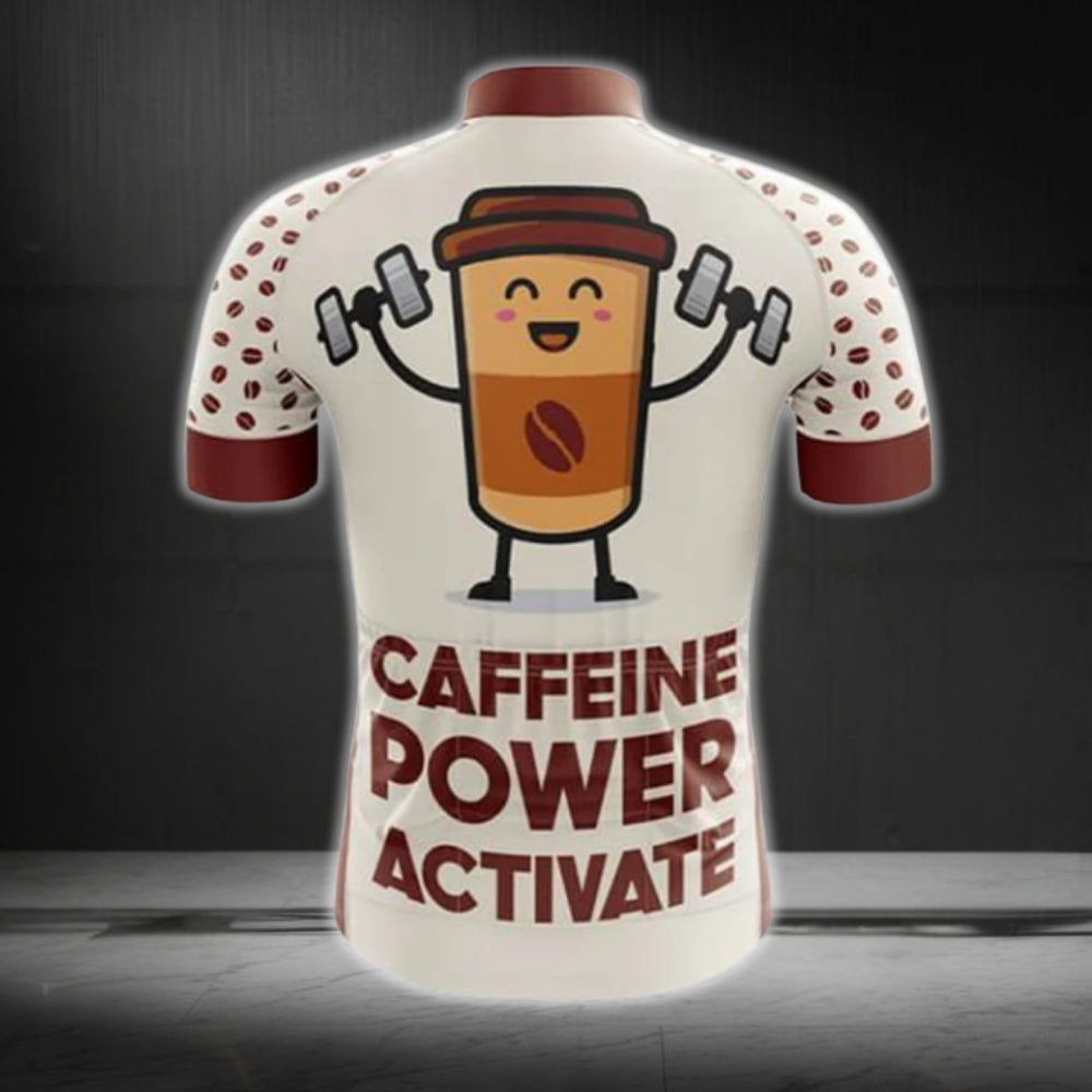 Caffeine Power Activate Men's Short Sleeve Cycling Jersey, Coffee Lover Cycling Jerseys CG0470
