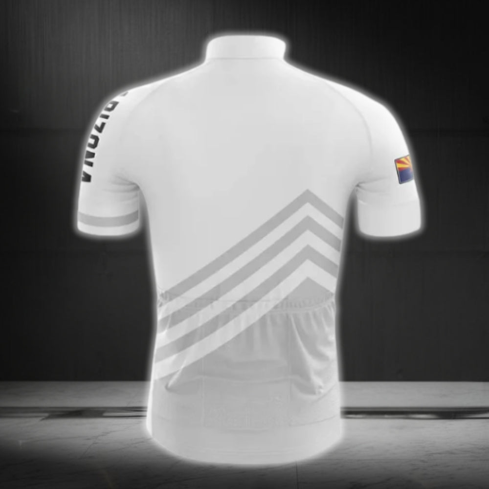 Arizona Flag Men's White Cycling Short Sleeve Jersey, Arizona State Cycling Jerseys CG0132