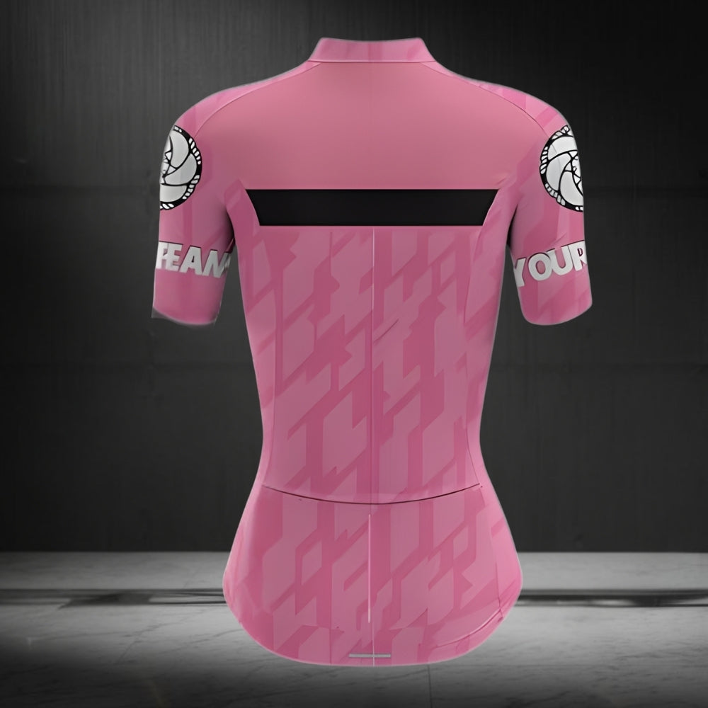 Custom Pink Women's Cycling Short Sleeve Jersey, Custom Team Cycling Jersey For Womens CZ0114