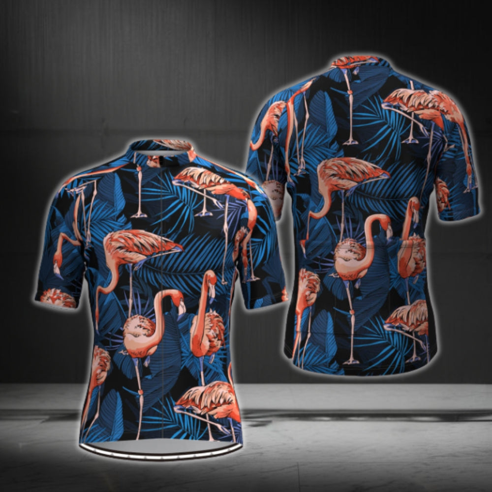 Flamingo Tropical Cycling Jersey Short Sleeve For Men, Flamingo Lovers Cycling Jerseys CG0359