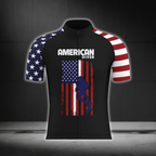 American Diver USA Flag Men's Black Cycling Short Sleeve Jersey, Patriotic Cycling Jersey CG0885