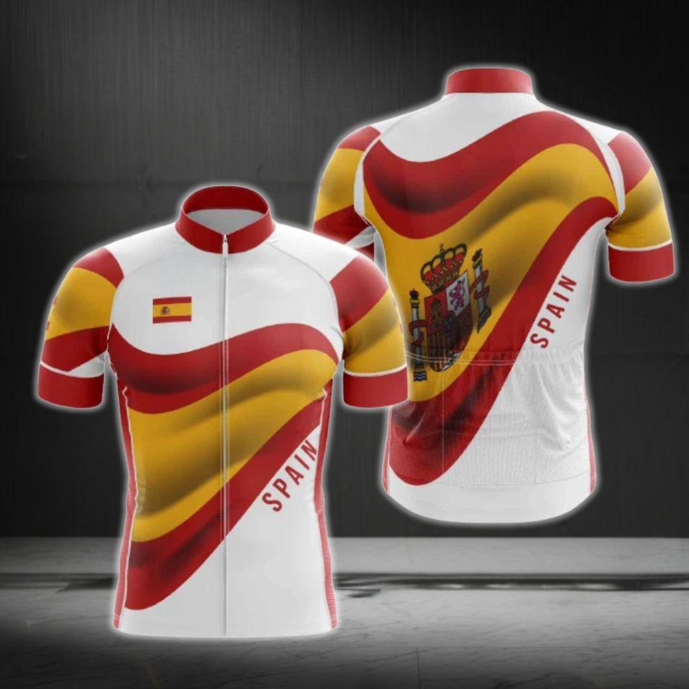 Spain Flag Cycling Short Sleeve Men Jersey, Spain Cycling Jerseys CG0609