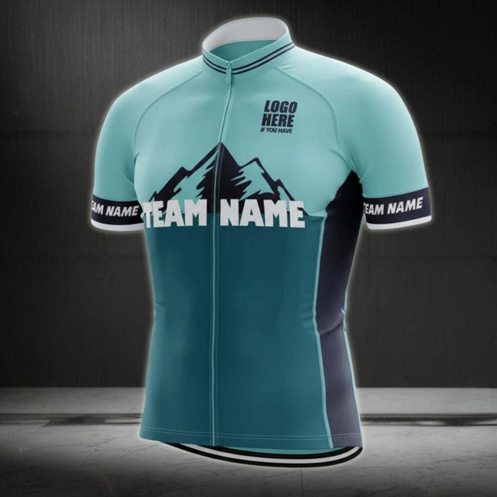 Men's Custom Teal Cycling Short Sleeve Jersey For Team, Custom Logo Cycling Jerseys CE0040