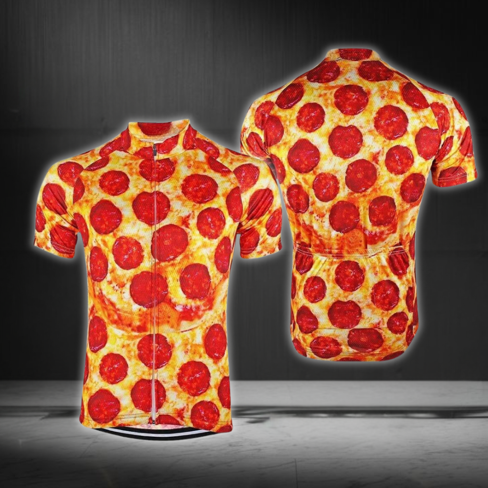 Pepperoni Pizza Cycling Short Sleeve Jersey For Men, Pizza Lover Cycling Jersey CG0828
