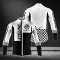 Custom Team Black And White Checkered Cycling Long Sleeve Jersey For Mens, Custom Cycling Jerseys For Team CZ0049