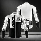 Custom Team Black And White Checkered Cycling Long Sleeve Jersey For Mens, Custom Cycling Jerseys For Team CZ0049