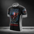 Live It Love It Or Get The Hell Out Men's American Flag Skull Cycling Short Sleeve Jersey, Patriotic Skull Cycling Jersey CG0845