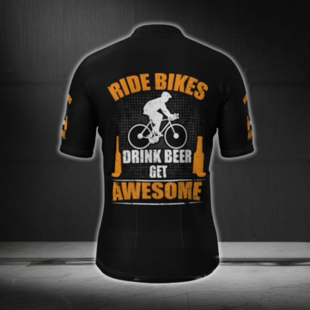 Ride Bikes Drink Beer Get Awesome Men's Short Sleeve Cycling Jerseys, Beer Cycling Jerseys CG0372