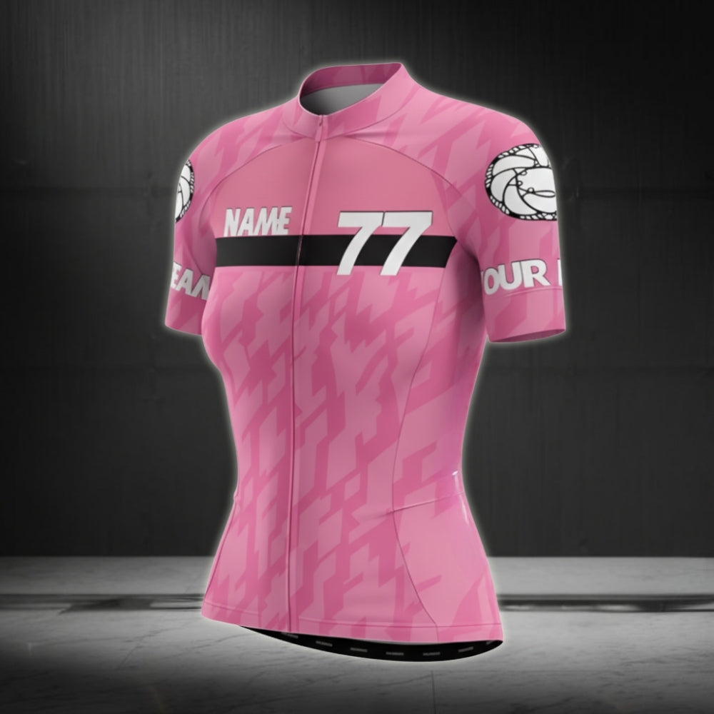 Custom Pink Women's Cycling Short Sleeve Jersey, Custom Team Cycling Jersey For Womens CZ0114