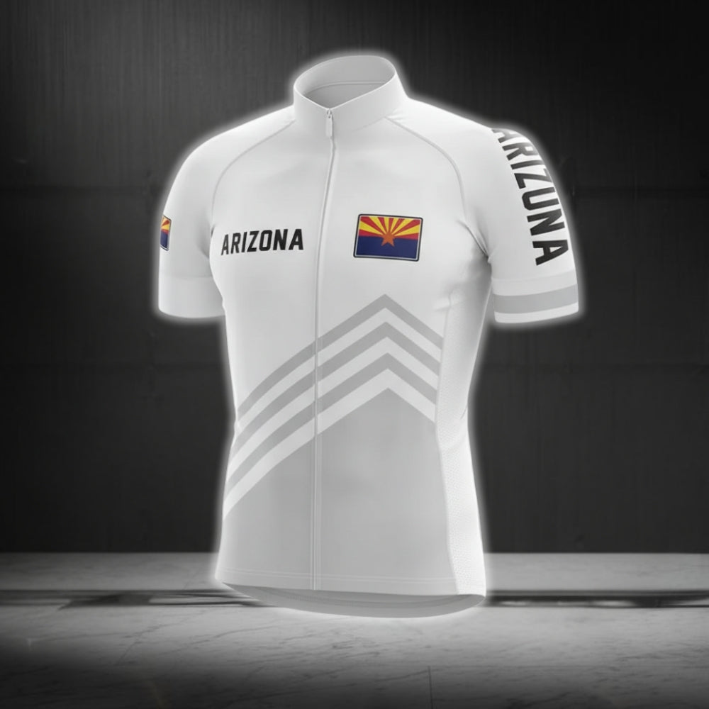 Arizona Flag Men's White Cycling Short Sleeve Jersey, Arizona State Cycling Jerseys CG0132