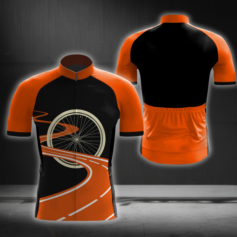 Black And Orange Road Cycling Short Sleeve Jersey For Men, Road Cycling Jersey CG0846