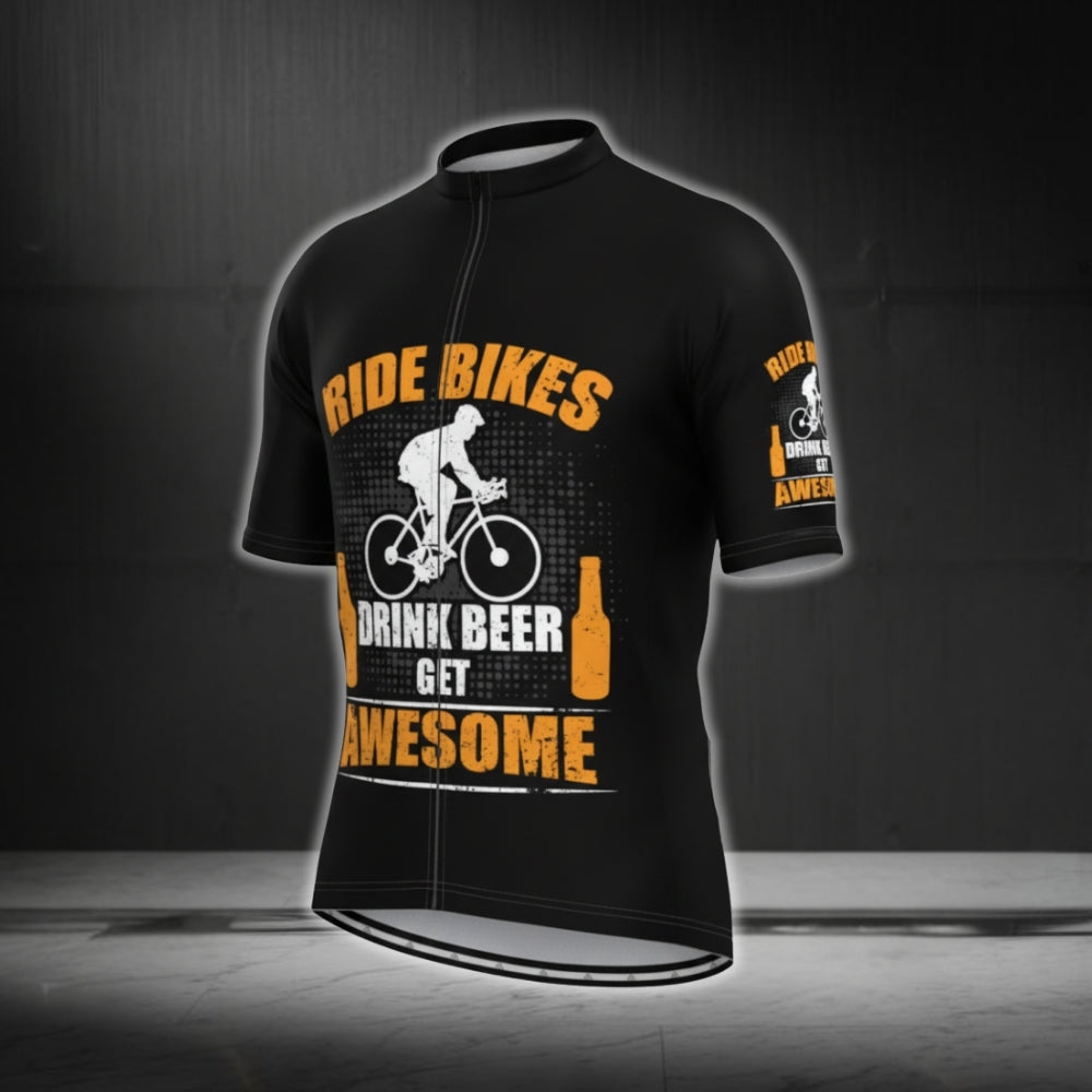 Ride Bikes Drink Beer Get Awesome Men's Short Sleeve Cycling Jerseys, Beer Cycling Jerseys CG0372