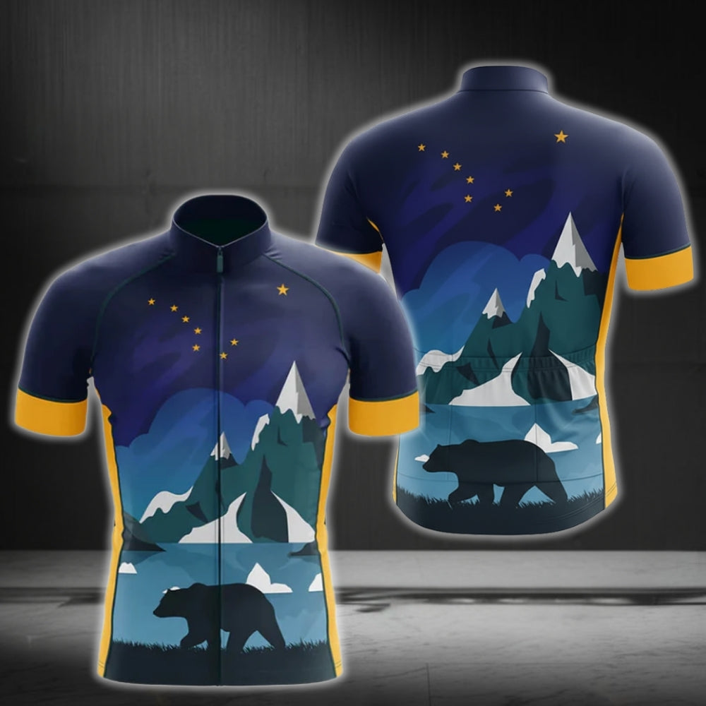 Alaska State Cycling Short Sleeve Mens Jersey, Alaska Cycling Jerseys CG0133