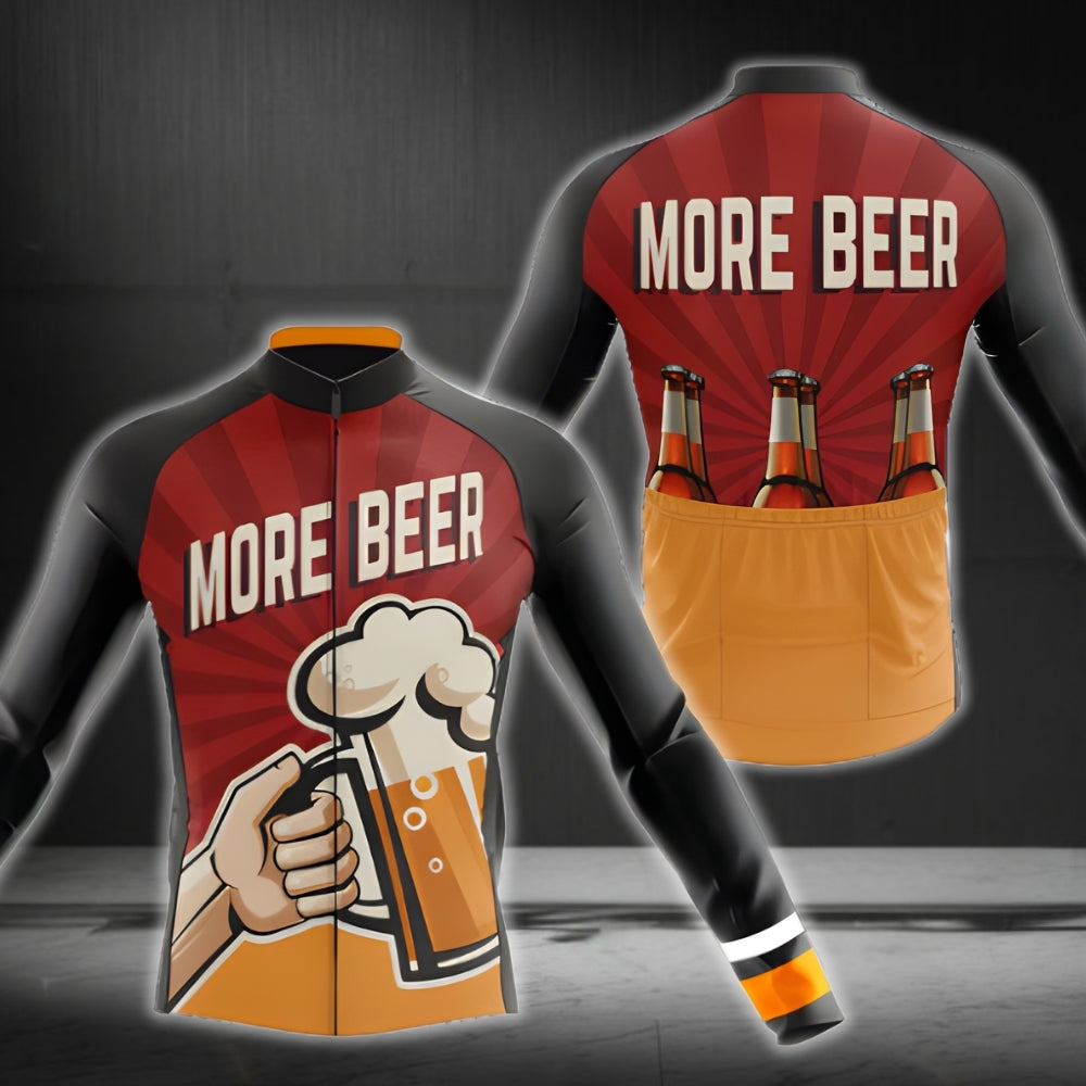 More Beer Men's Cycling Jersey Long Sleeve, Beer Cycling Jerseys CG0063
