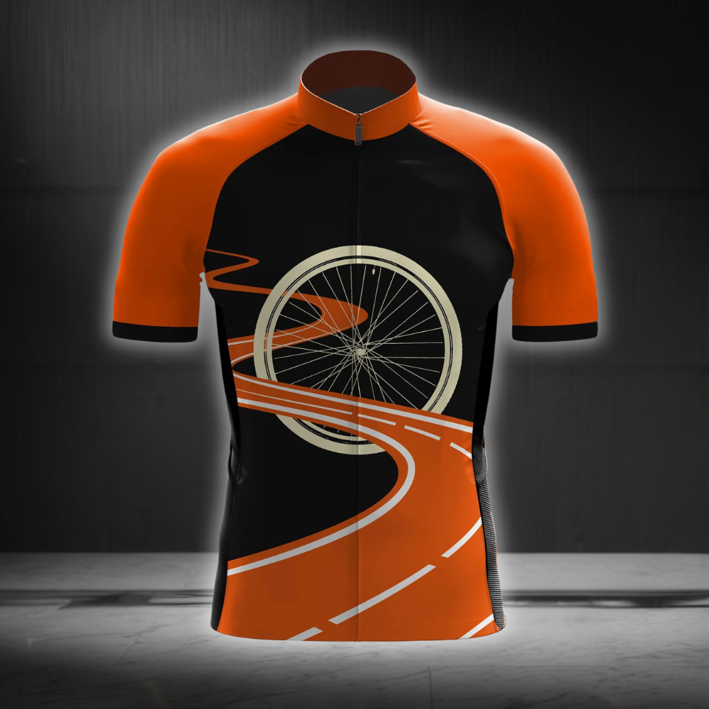 Black And Orange Road Cycling Short Sleeve Jersey For Men, Road Cycling Jersey CG0846