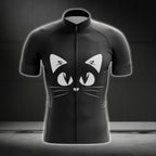 Men's Black Cat Short Sleeve Cycling Jersey, Cat Cycling Jerseys CG0623