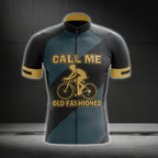 Call Me Old Fashioned Men's Short Sleeve Cycling Jersey, Navy And Gold Funny Cycling Jersey For Men CG0748