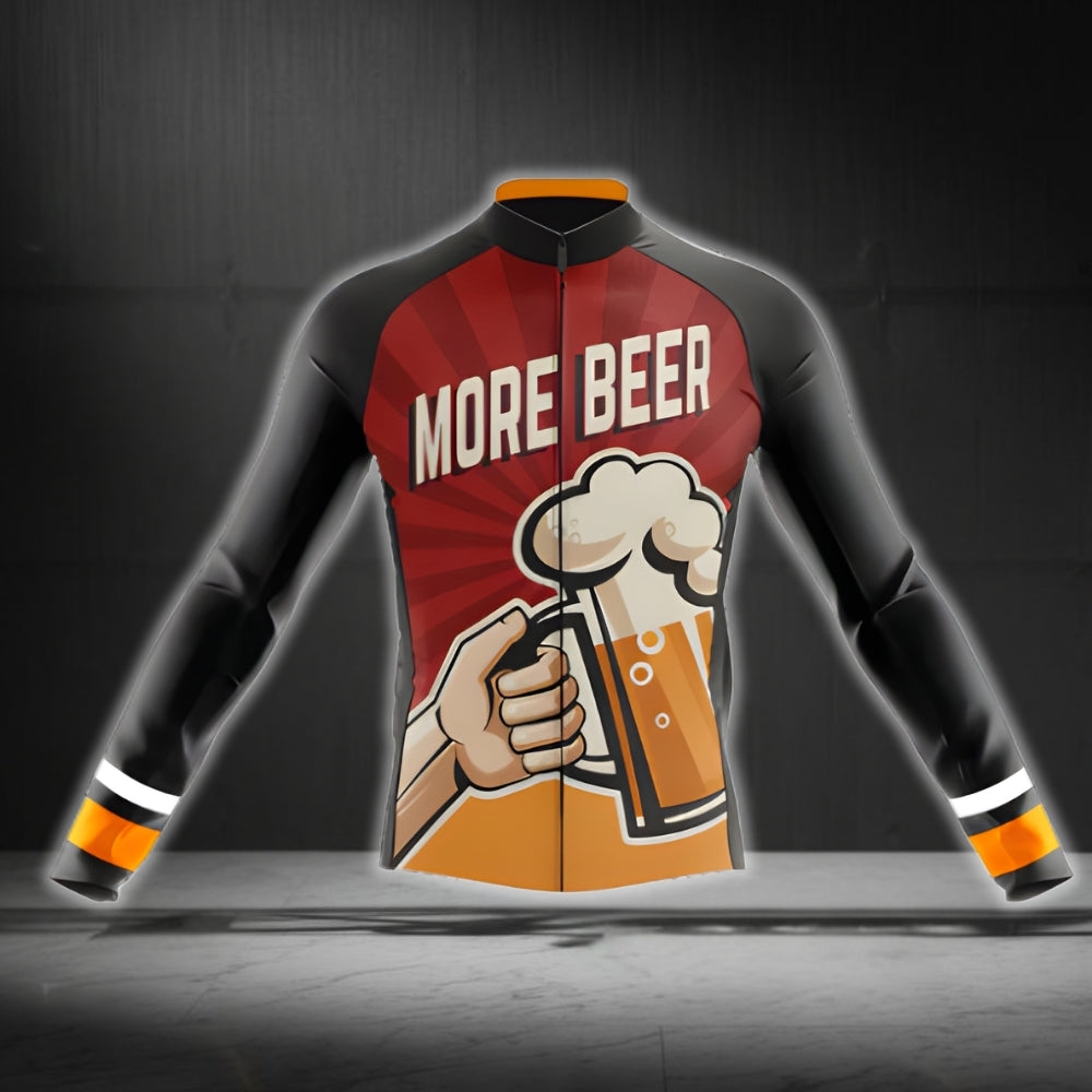 More Beer Men's Cycling Jersey Long Sleeve, Beer Cycling Jerseys CG0063