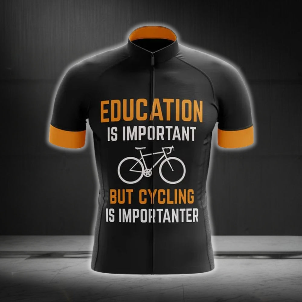 Education Is Important But Cycling Is Importanter Short Sleeve Men's Cycling Jersey, Funny Cycling Jerseys CG0245