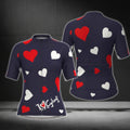 I Love Cycling Heart Short Sleeve Cycling Jersey Womens, Navy Cycling Jerseys For Womens CG0373