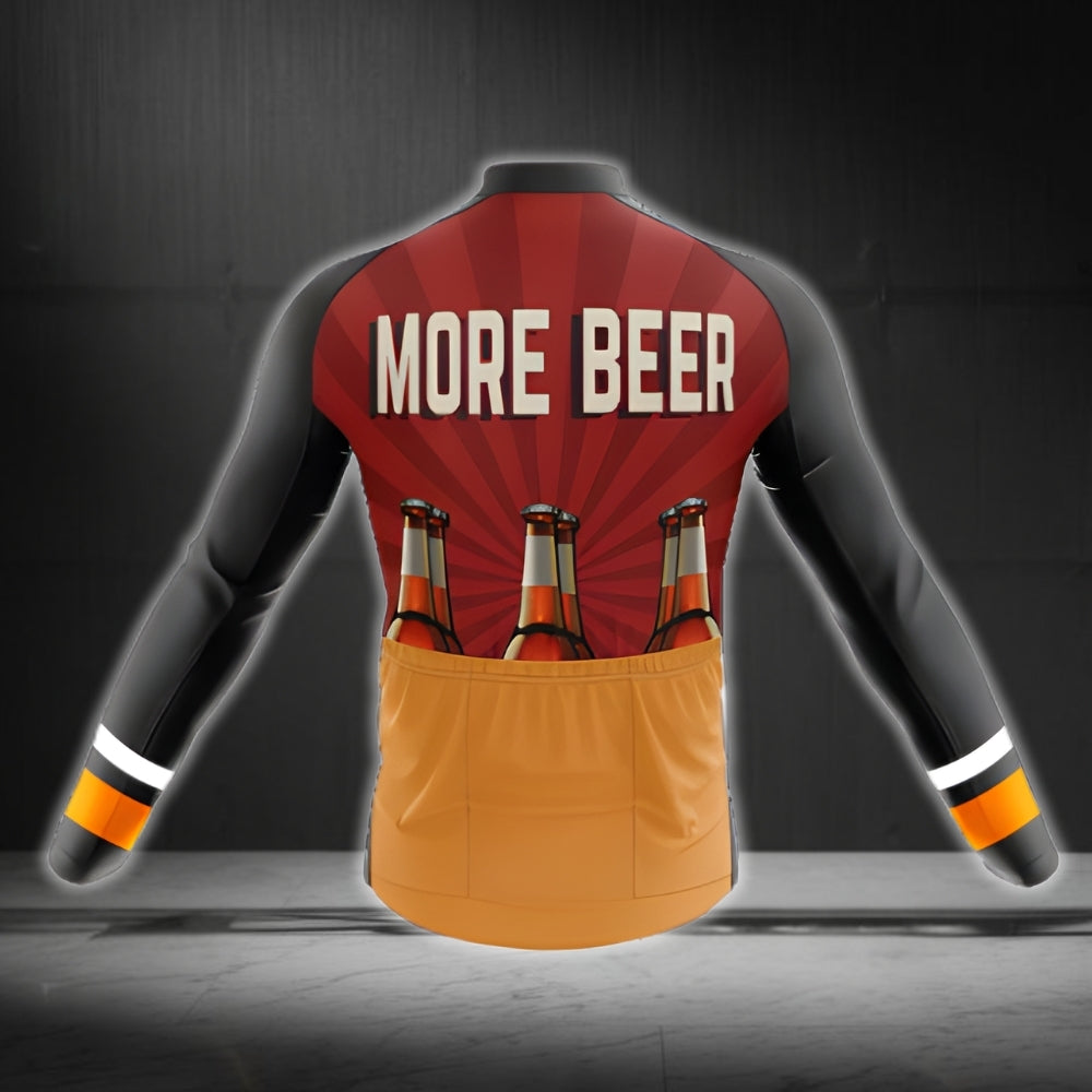 More Beer Men's Cycling Jersey Long Sleeve, Beer Cycling Jerseys CG0063