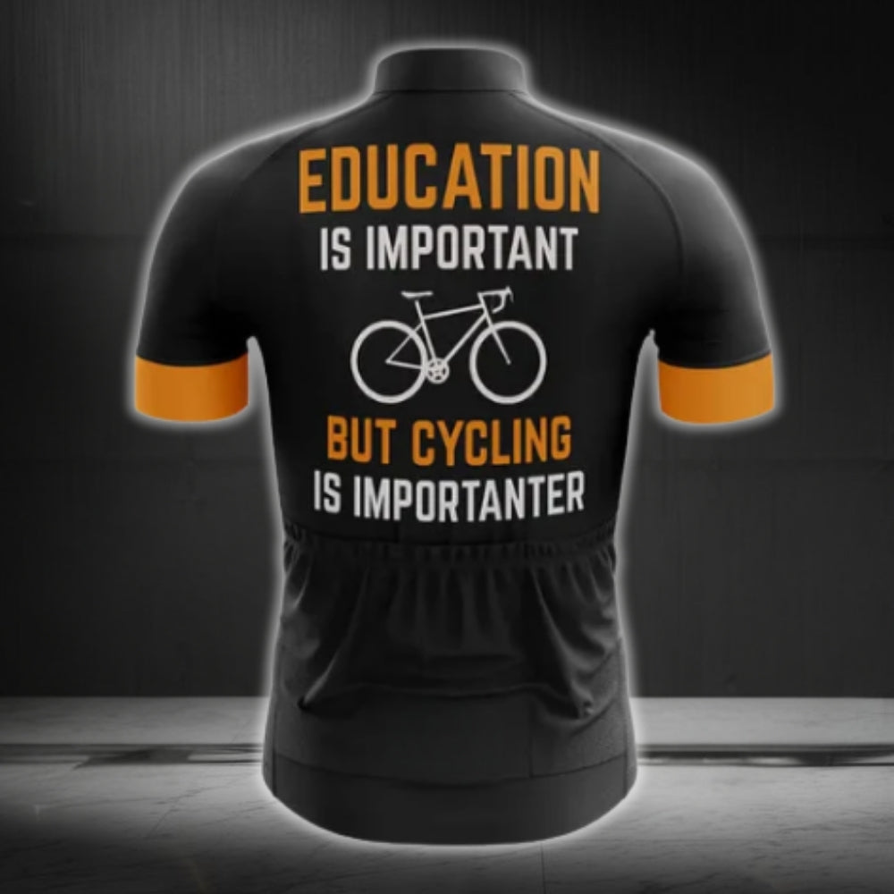 Education Is Important But Cycling Is Importanter Short Sleeve Men's Cycling Jersey, Funny Cycling Jerseys CG0245