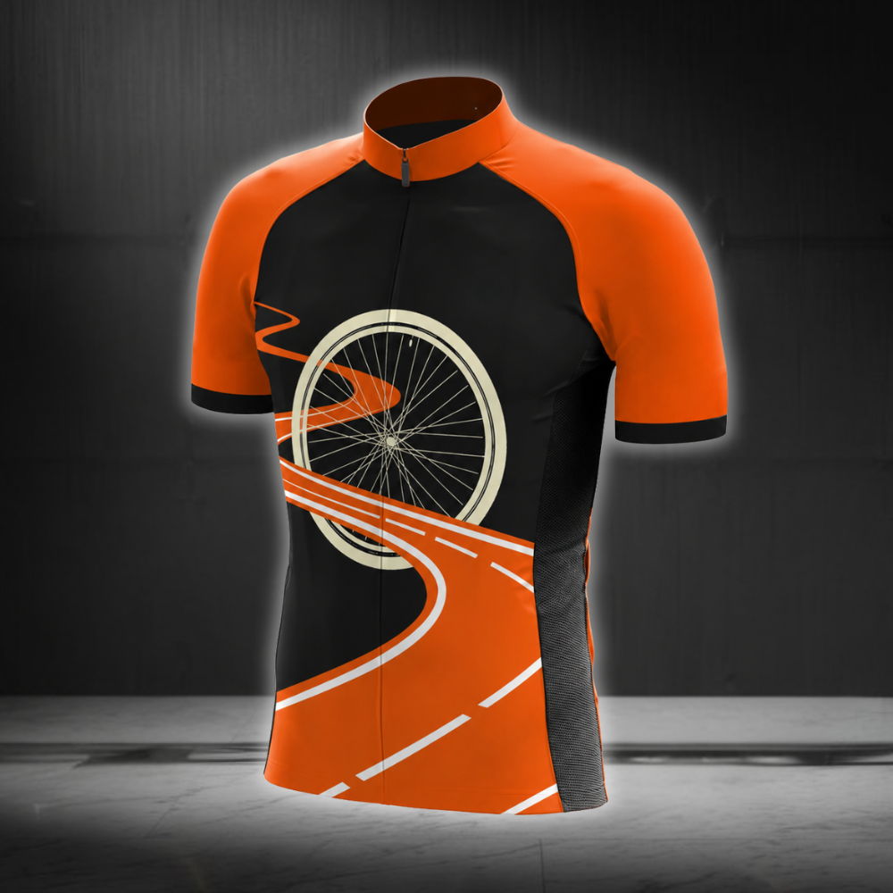 Black And Orange Road Cycling Short Sleeve Jersey For Men, Road Cycling Jersey CG0846