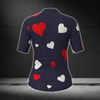 I Love Cycling Heart Short Sleeve Cycling Jersey Womens, Navy Cycling Jerseys For Womens CG0373