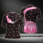 Flamingo Black And Pink Short Sleeve Cycling Jersey Women, Flamingo Cycling Jerseys For Ladies CG0374