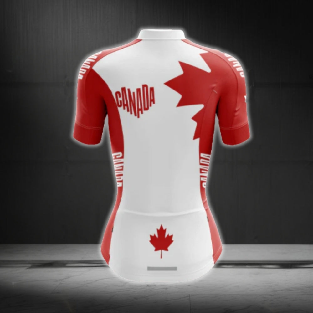 Red And White Maple Leaf Cycling Short Sleeve Women Jersey, Canada Cycling Jerseys CG0624