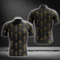 Christian Black And Yellow Cross Cycling Short Sleeve Jersey For Men, Christian Cycling Jersey CG0848