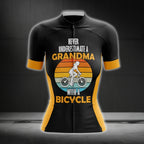 Never Underestimate A Grandma With A Bicycle Women Cycling Short Sleeve Jersey, Funny Cycling Jerseys For Grandma CG0080