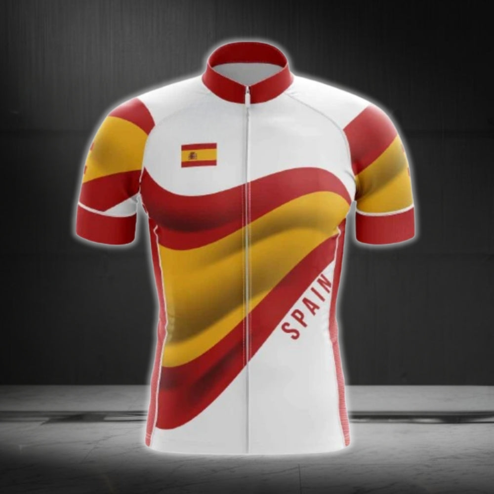 Spain Flag Cycling Short Sleeve Men Jersey, Spain Cycling Jerseys CG0609