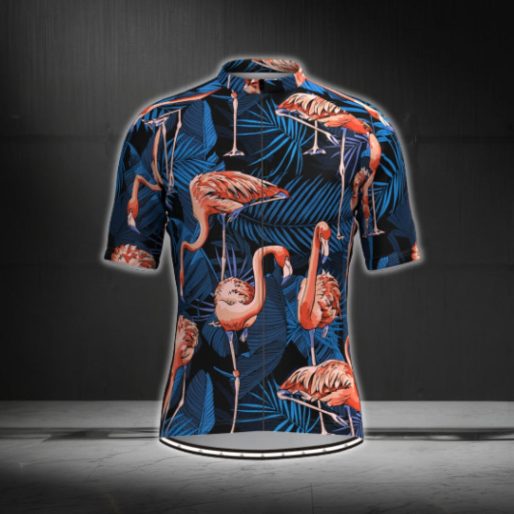 Flamingo Tropical Cycling Jersey Short Sleeve For Men, Flamingo Lovers Cycling Jerseys CG0359