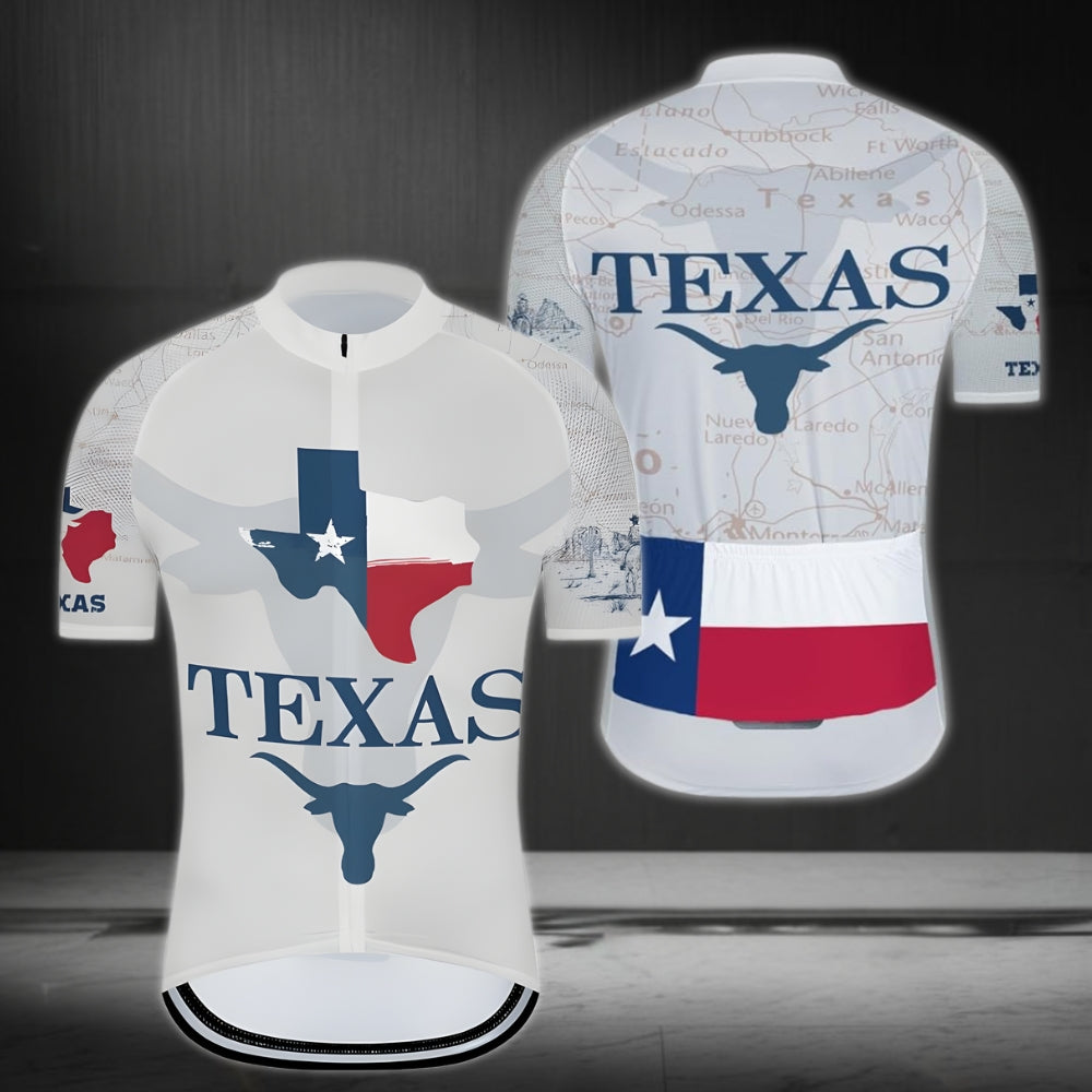 Texas Flag Short Sleeve Cycling Jersey For Mens, Texas Cycling Jerseys CZ0022