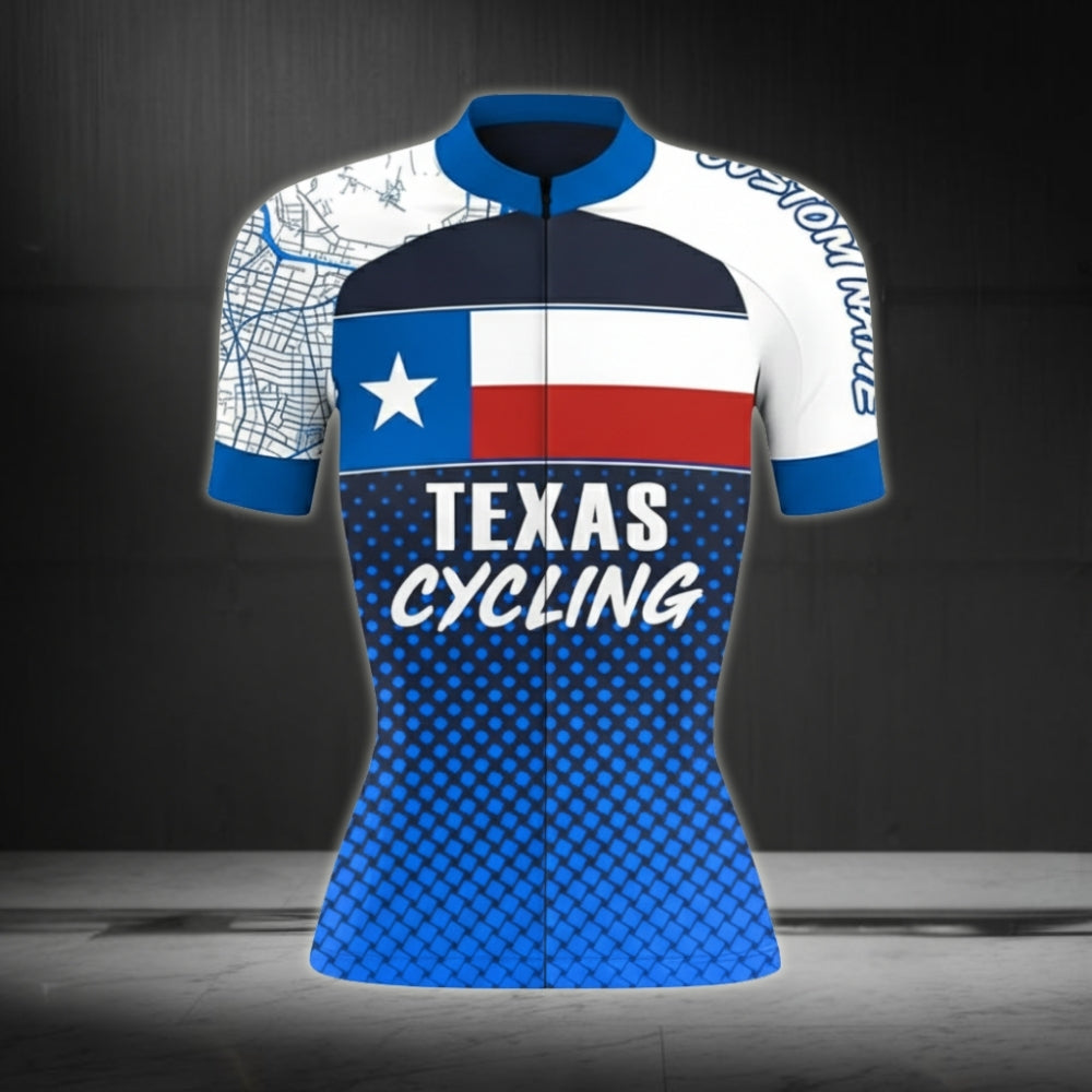 Custom Texas Flag Cycling Short Sleeve Jersey Womens, Custom Cycling Jersey For Women CZ0018