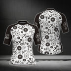 Black And White Ride Women's Cycling Short Sleeve Jersey, Cycling Jerseys For Womens CG0375