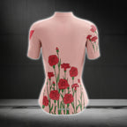 Women's Red Rose Flowers Cycling Short Sleeve Jersey, Rose Cycling Jersey For Ladies CG0625